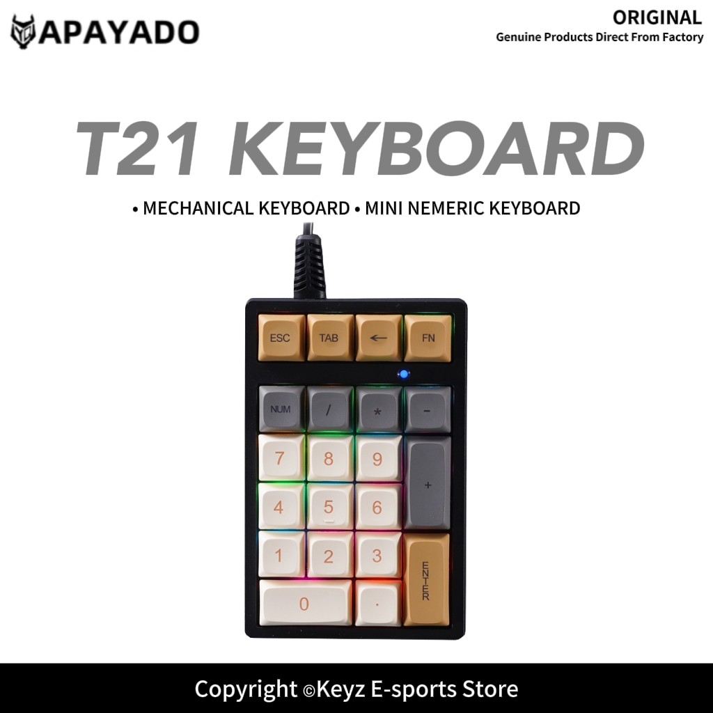 Keyboard Gaming Blue Switch - Teclado Numérico Mini T21 con Retroiluminación