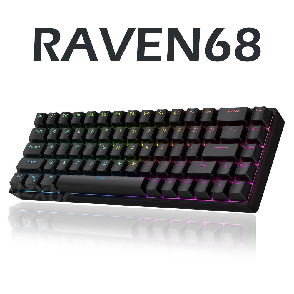 Gaming Keyboard Half - Teclado mecánico con cable Raven68 con