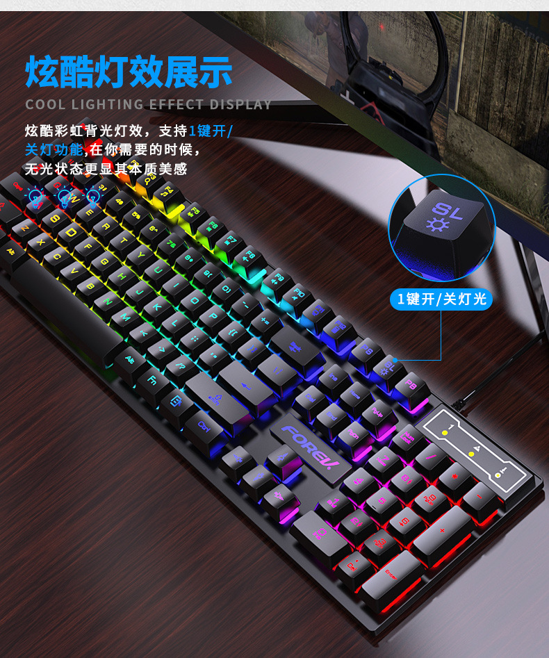 Keyboard Mouse Bundle Gaming - Teclado Mecánico Retroiluminado de 104 Teclas,