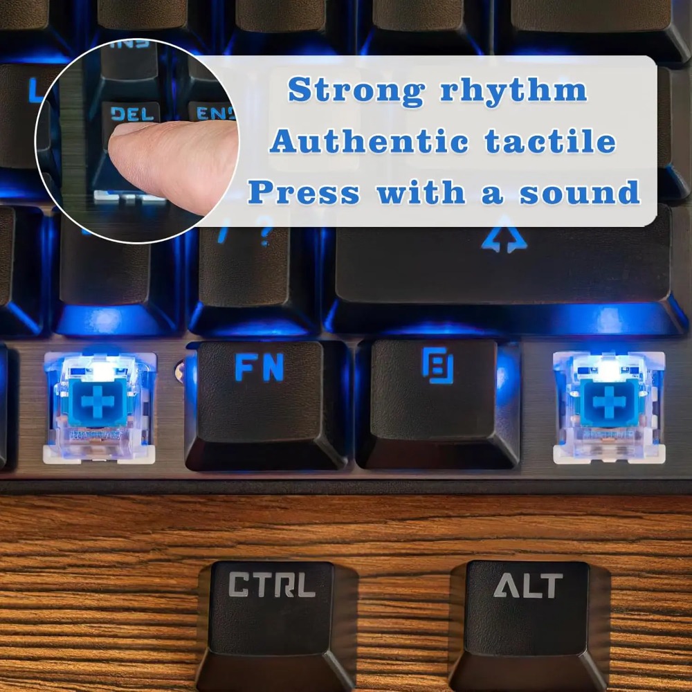 1-150 interruptores mecánicos  - Keyboard Gaming Blue Switch reseña y precio
