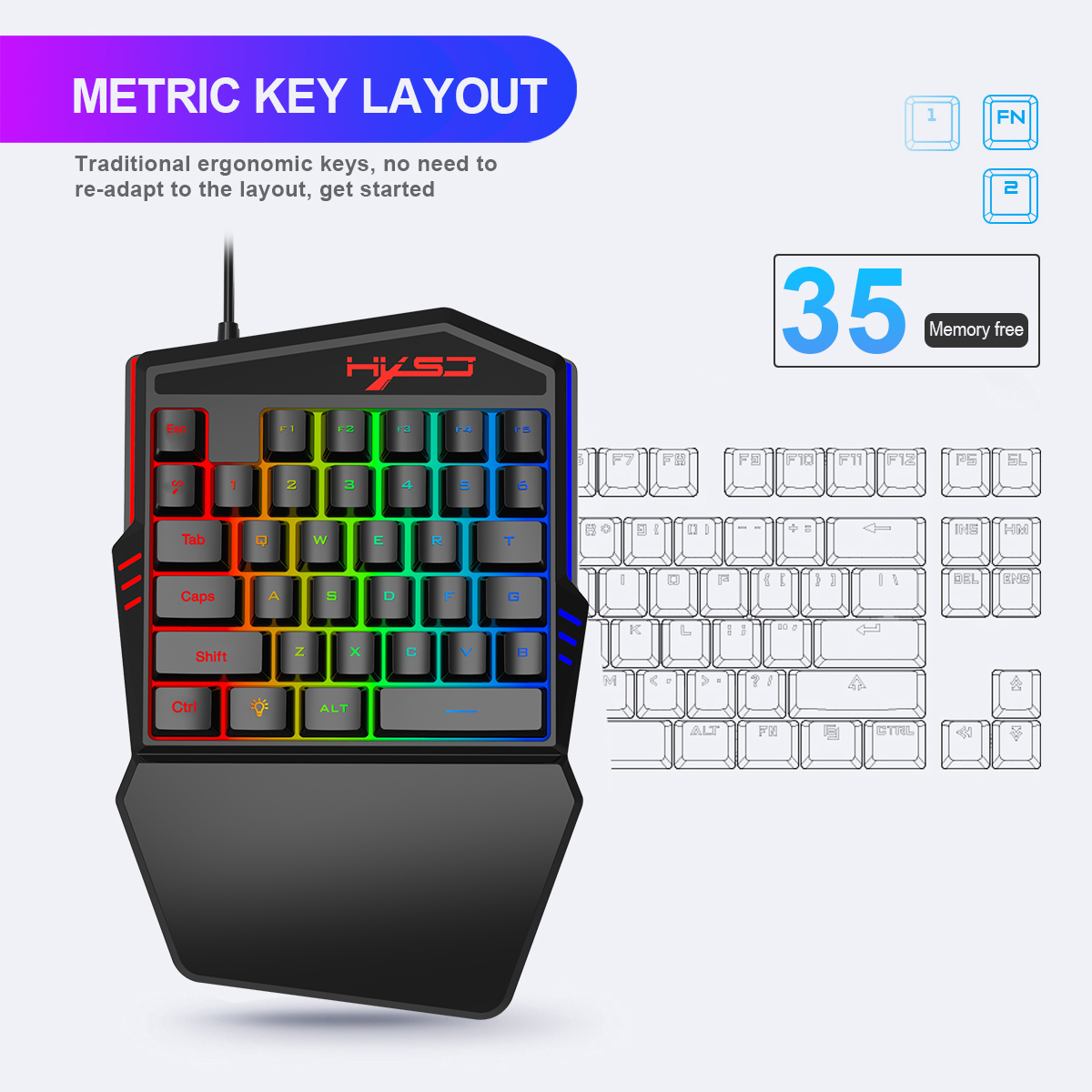 HXSJ-teclado con retroiluminac - Gaming Keyboard Half reseña y precio