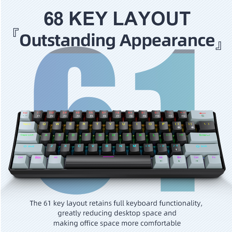 APAYADO K61 Mini teclado mecán - Gaming Keyboard Half reseña y precio
