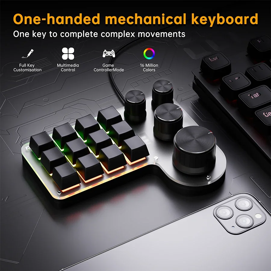 Teclado mecánico de 3 modos y  - Gaming Keyboard 1 Hand reseña y precio