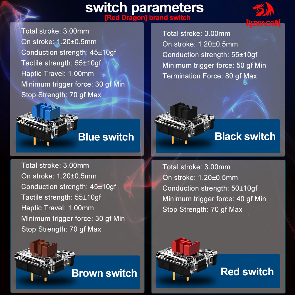 REDRAGON SMD RGB MX interrupto - Keyboard Gaming Blue Switch reseña y precio